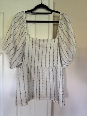 Madewell Square Neck Short Sleeve Knit Blouse